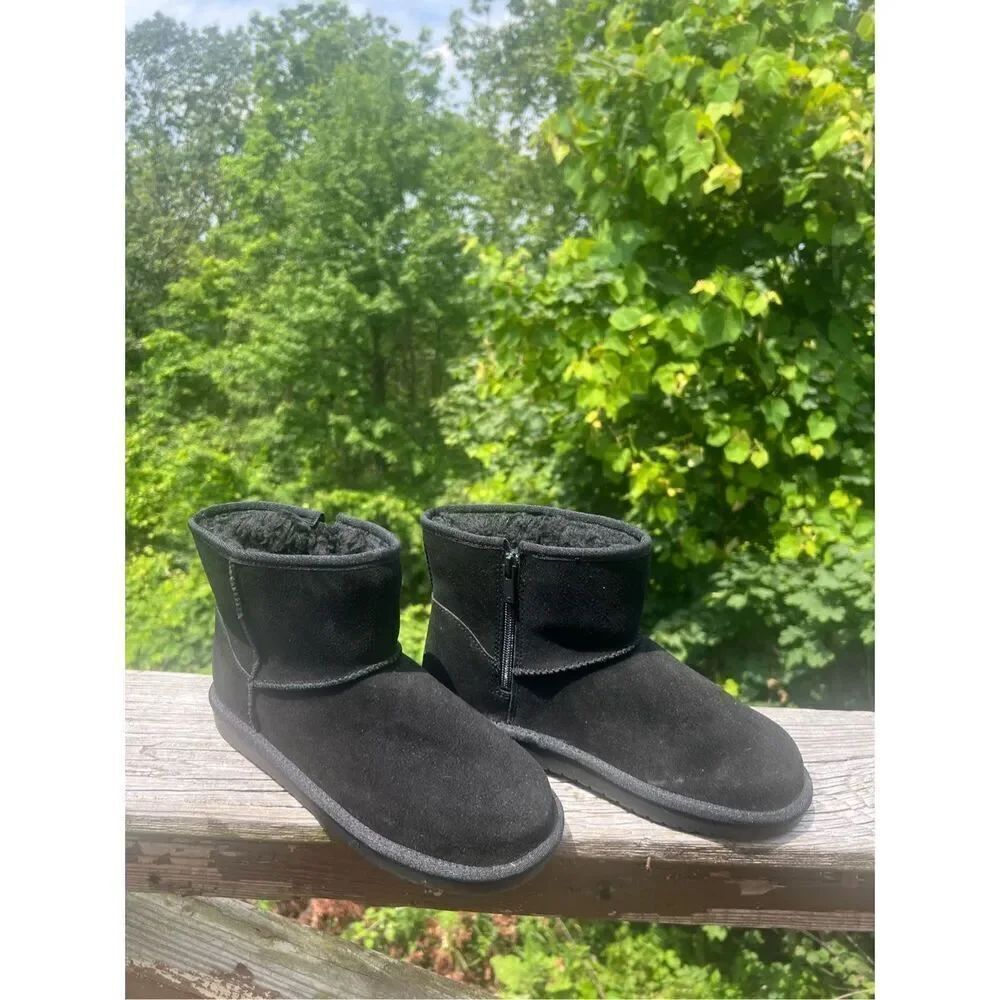 KOOLABURRA Leather Suede Black Booties Sz 5 NWOB